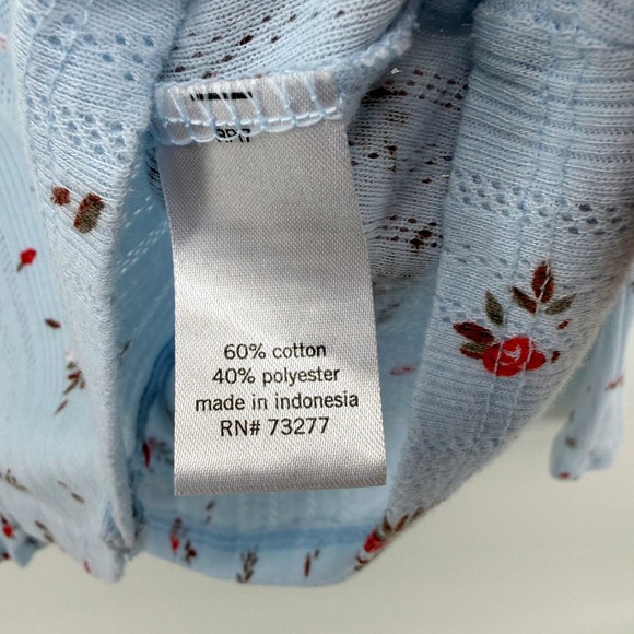 Mudd Y2K Blue Floral Long Sleeve Button Up Henley Top Women's‎ Small 90s Retro - Picture 5 of 5